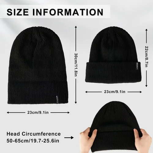 Vista 2 de MSDC Beanies Women 3 Pack, Winter Hats for Women Men Fleece Lined Warm for Cold Weather, Beanie for Women Fashion Skull Cap