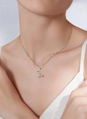 Vista 5 de CELESTIA Collares con iniciales de plata de ley 925, 26 letras con corazón de oro rosa, cadena de 18 pulgadas