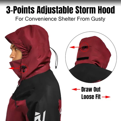 Vista 4 de Rodeel Chaqueta rompevientos ligera para hombre resistente al agua con capucha para exteriores