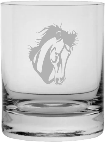 Vista 16 de Abaco Barb - Vaso de whisky con temática de caballo grabado (10.25 onzas)