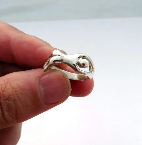 Vista 5 de Erotic ring in sterling silver, erotic jewelry, sterling silver erotic ring, silver naked lady, adult jewelry, adult ring, erotic nudity, nude girl