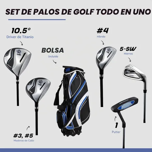 Vista 2 de Precise S7 - Juego de golf de 18 piezas para hombre – Driver de titanio, maderas, híbrido, hierros 5-SW, putter, bolsa con soporte, 4 fundas