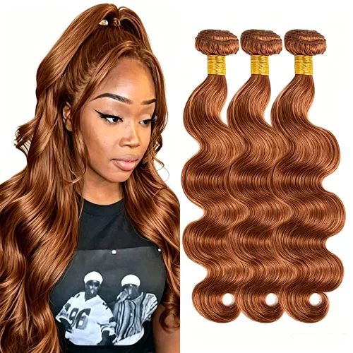 Vista 252 de P4613 Cabello humano rizado onda profunda marrón y paquetes mixtos 8 10 12 P4613 Ombre Marrón-Rubio-DP