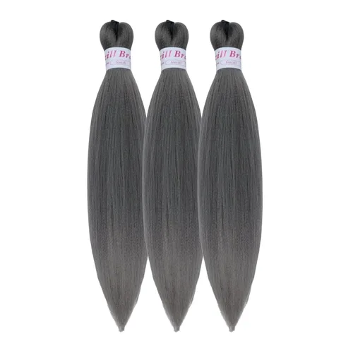 Vista 58 de Pelo corto negro trenzado preestirado de 14 pulgadas para trenzas sin nudos, pelo sintético 1B trenzado para trenzas Bob Box
