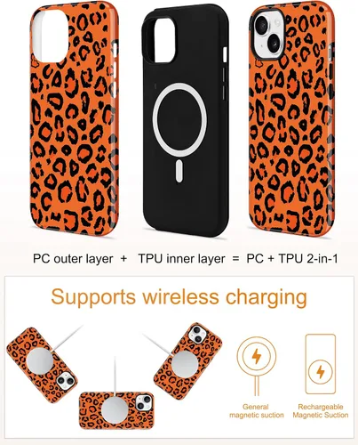 Vista 153 de Jusy Funda compatible con MagSafe con estampado de caparazón de tortuga marrón para iPhone 7/8/SE, cubierta protectora de TPU suave magnética