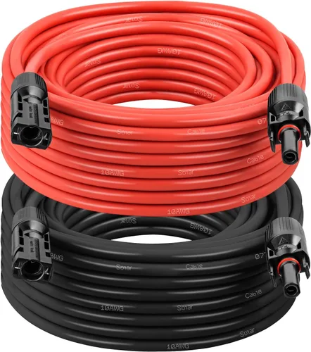 Vista 14 de XRDS -RF Cable de extensión solar 8AWG 3FT paquete de 2 unidades (rojo + negro), cable fotovoltaico con conectores solares macho/hembra, cable
