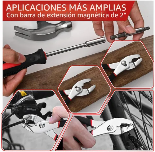 Vista 5 de Kit de herramientas para el hogar de 39 piezas, juego de herramientas de mano rojas con estuche de almacenamiento Rojo