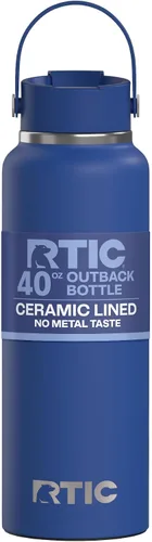 Vista 16 de RTIC - Botella de agua Outback de 32 oz (1 L), con revestimiento de cerámica, aislada, de acero inoxidable, doble pared con aislamiento al vacío