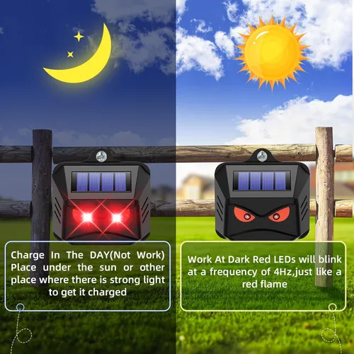 Vista 6 de Paquete de 8 repelentes solares nocturnos de animales 2025 dispositivos repelentes de ciervos Fox Raccoon Coyote disuasorio con luces depredadoras