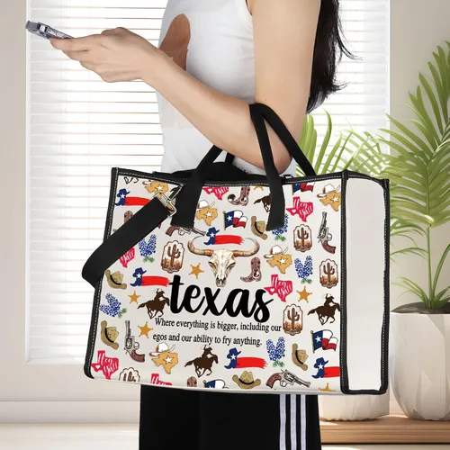 Vista 2 de JNIAP Bolsa de lona de Texas, regalos de viaje, bolsas de compras reutilizables de Texas, bolsas de comestibles