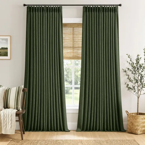 Vista 52 de MIULEE Cortinas de lino gruesas con pinzas plegadas de 96 pulgadas de largo, 2 paneles para sala de estar y dormitorio, cortinas de ventana Natural