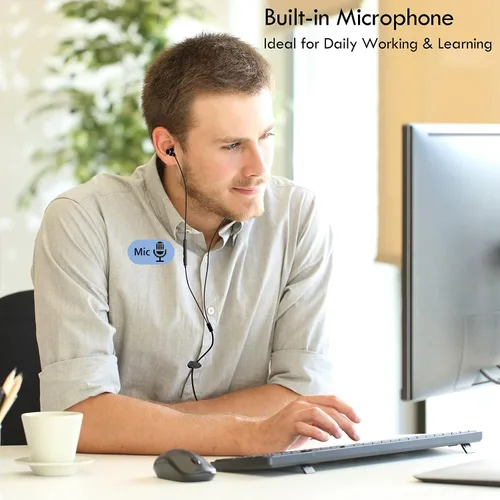 Vista 2 de Auriculares USB para computadora, auriculares USB intrauditivos con micrófono y cable largo de 1.8 M, auriculares USB-A compatibles con laptop, PC