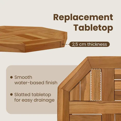 Vista 5 de vidaXL Table Top 15.7"x15.7"x1" Octagonal Solid Wood Teak