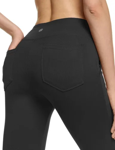 Vista 7 de TSLA Pantalones de yoga y vestir para mujer, 2931 pulgadas, pantalones de trabajo casuales de oficina, pantalones elásticos de pierna recta con 4