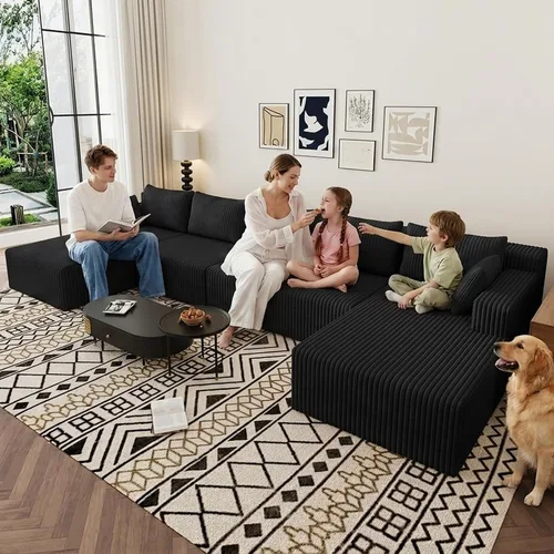 Vista 48 de Lakifun Sofá en Forma de L de 107" con Otomana, Seccional Modular Moderno Sofá Cómodo en Forma de U Nube, Asiento Profundo, Chaise Longue Cama