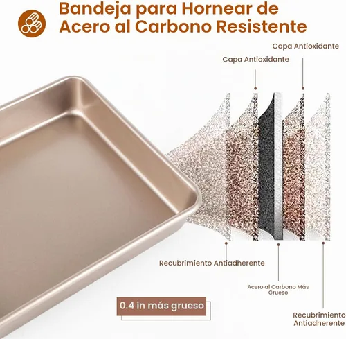 Vista 2 de Juego de moldes para hornear profundos, 3 piezas rectangulares