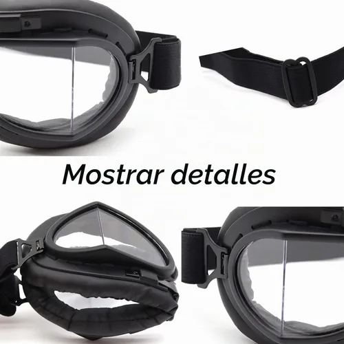 Vista 5 de kucehiup Gafas de aviador vintage para motocicleta Lentes transparentes con montura negra