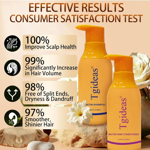 Vista 2 de Tgideas Juego de champú y acondicionador de biotina antiadelgazamiento para cabello adelgazante para mujeres y hombres, champú para fortalecer
