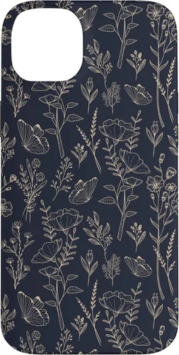 Vista 15 de Butterfly Meadow Botanical Wildflower Pattern (Azul Marino) Funda para iPhone 17