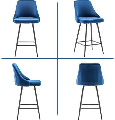 Vista 4 de BTEXPERT Juego de 2 sillas de bar de comedor tapizadas de alta calidad de 25 pulgadas de altura, taburetes de bar con respaldo alto, taburetes