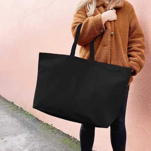 Vista 3 de Bolsa de lona grande, extra grande, para compras, playa, reutilizable, más grande, bolsa sólida lisa de 28 x 8 x 16 pulgadas Largest Plain Solid