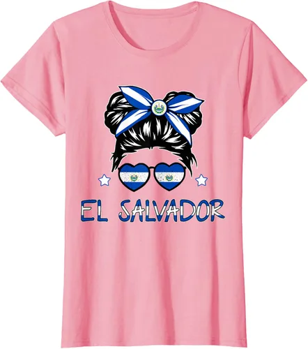 Vista 11 de Camiseta de El Salvador para Niñas Bandera Patrimonio Hispano Salvadoreño