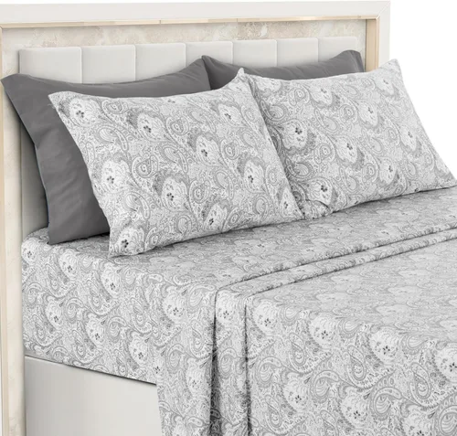 Vista 31 de Black Paisley Sheet Set, Twin - Ultra Soft Deep Pocket Paisley Black