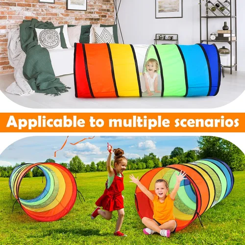 Vista 5 de 1 túnel de juego gigante de 27.6 pulgadas para niños y perros grandes, juguete colorido de túnel de gateo desplegable para niños pequeños con malla