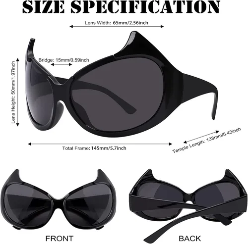 Vista 3 de BOTEN Gafas de sol de gran tamaño para mujer, lindas gafas de sol envolventes de moda, gafas de sol Y2k de moda