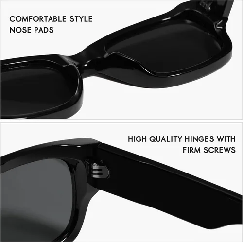 Vista 4 de HERJOUR Gafas de sol rectangulares retro para mujeres y hombres, gafas de sol cuadradas de moda AR82179
