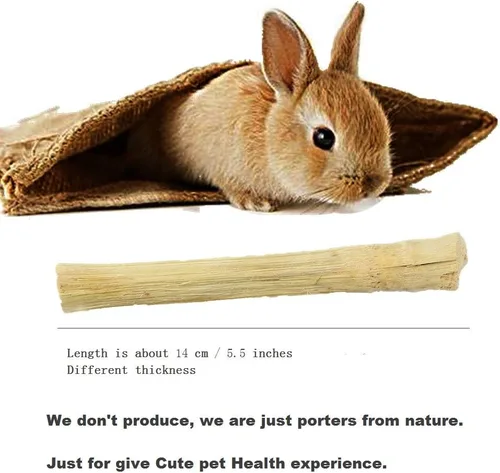 Vista 2 de Palitos de bambú de 10.5 oz para conejos - Juguetes masticables de conejo para dientes con golosinas de conejo incluidas, palitos masticables