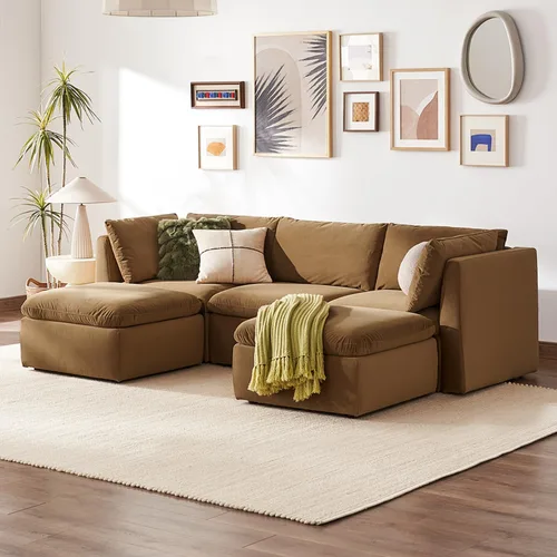 Vista 34 de mopio Sofá Seccional Modular de Gran Tamaño con Fundas Completamente Extraíbles y Almacenamiento, Convertible en Forma de U, en Forma de L