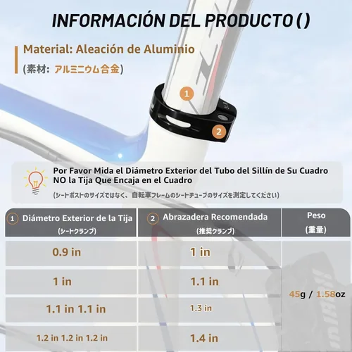 Vista 2 de Azarxis Abrazadera de poste de asiento de bicicleta de liberación rápida de aleación de aluminio para tija de sillín de bicicleta Clip de 1.126 in