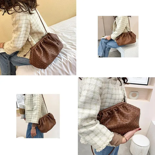 Vista 3 de NAARIIAN Bolsa de dumpling, bolso de mano para mujer, bolso de hombro para mujer, bolso de mano de diseñador de nube, bolso tejido de piel sintética