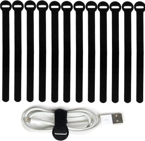 Vista 9 de 150 bridas reutilizables para cables - 4+6+8+10 pulgadas, correas de cables multiusos con gancho y bucle para gestión de cables, ataduras