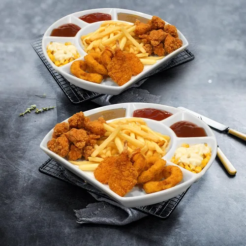 Vista 8 de Cinf Plato dividido de cerámica, bandeja de aperitivos cuadrante con Blanco-paquete de 1