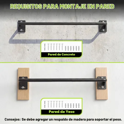 Vista 7 de HANDBODE Wall Mounted Pull Up Bar for Doorway, 52''/36'' Chin Up Bar