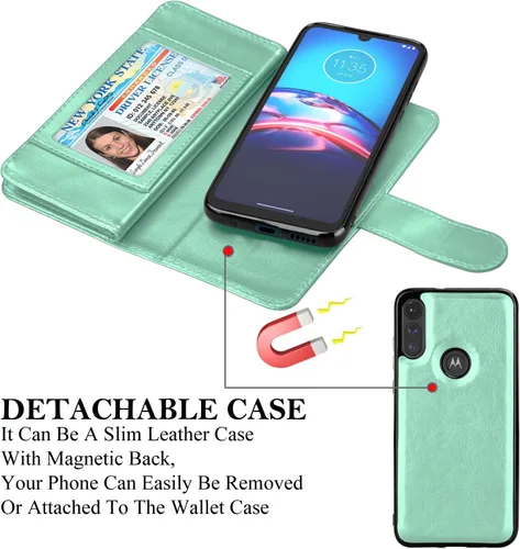 Vista 4 de Funda para Moto E 2020, para Motorola E 2020, Takfox de piel sintética con tarjetero de crédito con tapa [9 ranuras para tarjetas]