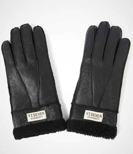 Vista 2 de YISEVEN Guantes de piel de oveja de invierno para mujer, puños de lana