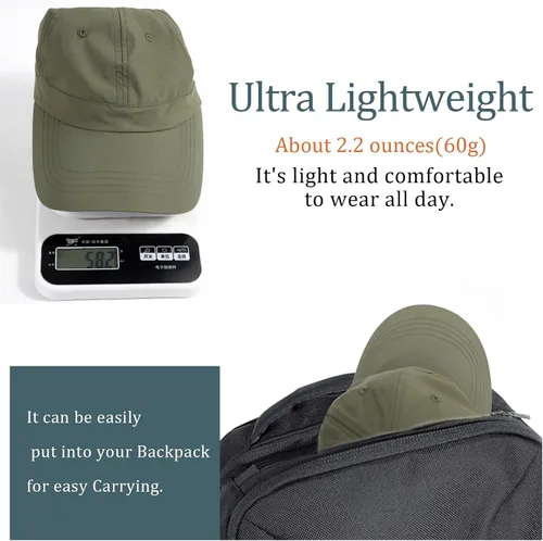 Vista 32 de Gorra de béisbol impermeable para hombre, sombrero de lluvia plegable para correr al aire libre, sombrero de pesca solar