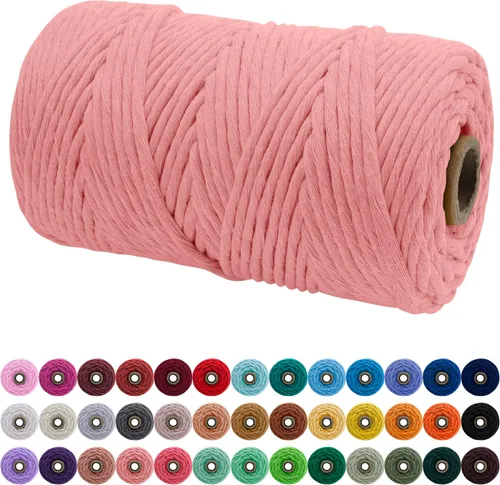 Vista 101 de JeogYong Cordón de macramé de un solo hilo 3 mm x 109 yardas (328 pies) Cuerda de algodón suave Hilo de macramé de 3 mm, suministros de macramé