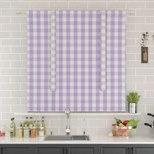 Vista 257 de Cenefas de cortina para ventana de 16 pulgadas de largo, 2 paneles de cuadros búfalo, cortinas pequeñas con bolsillo para barra, estilo clásico