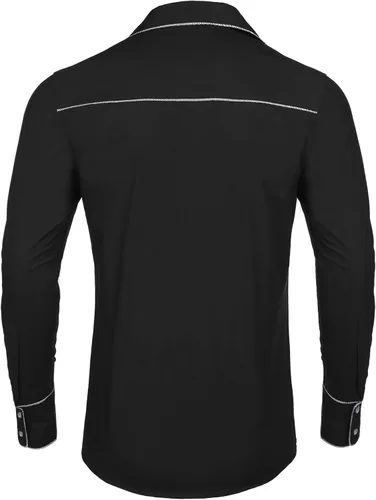 Vista 4 de Daupanzees Camisas bordadas de manga larga para hombre, ajustadas, casuales, con botones