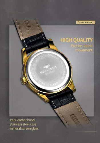 Vista 4 de BRIGADA Relojes para hombre de la marca suiza clásico reloj de vestir dorado para hombre con calendario de fecha, cuarzo casual de negocios