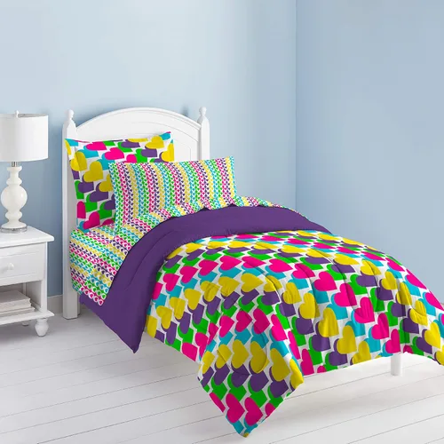 Vista 204 de Dream Factory Dinosaur Blocks - Juego de edredón de microfibra ultrasuave para niños, color azul, tamaño individual Bloques de dinosaurios azules
