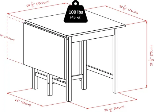 Vista 5 de Winsome Lynden Mesa de comedor extensible con 2 sillas con respaldo de escalera, 48 pulgadas de ancho, 30 pulgadas de alto, nogal