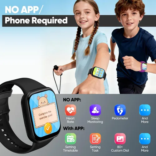 Vista 3 de Reloj inteligente para niños, no necesita aplicación/teléfono, pantalla táctil HD, rastreador de actividad física con frecuencia cardíaca, monitor