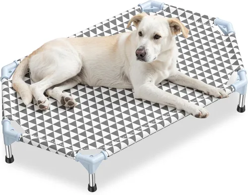 Vista 14 de Kuntrust Cama Elevada para Perros de Exterior Actualizada Catre para Mascotas Elevado Cama Refrescante para Cachorros Cama Elevada para Perros