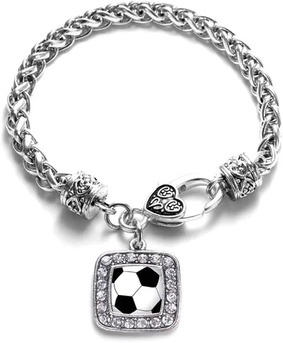 Vista 173 de Pulsera de dijes cuadrados de plata con joyería de circonita cúbica