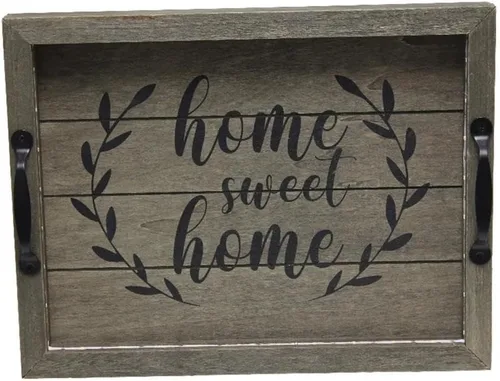 Vista 55 de Elegant Designs HG2013-GBL Bandeja de Servir Redonda de Madera Decorativa de Navidad de 13.75'' con Asas, Verde Believe Lavado verde "Believe